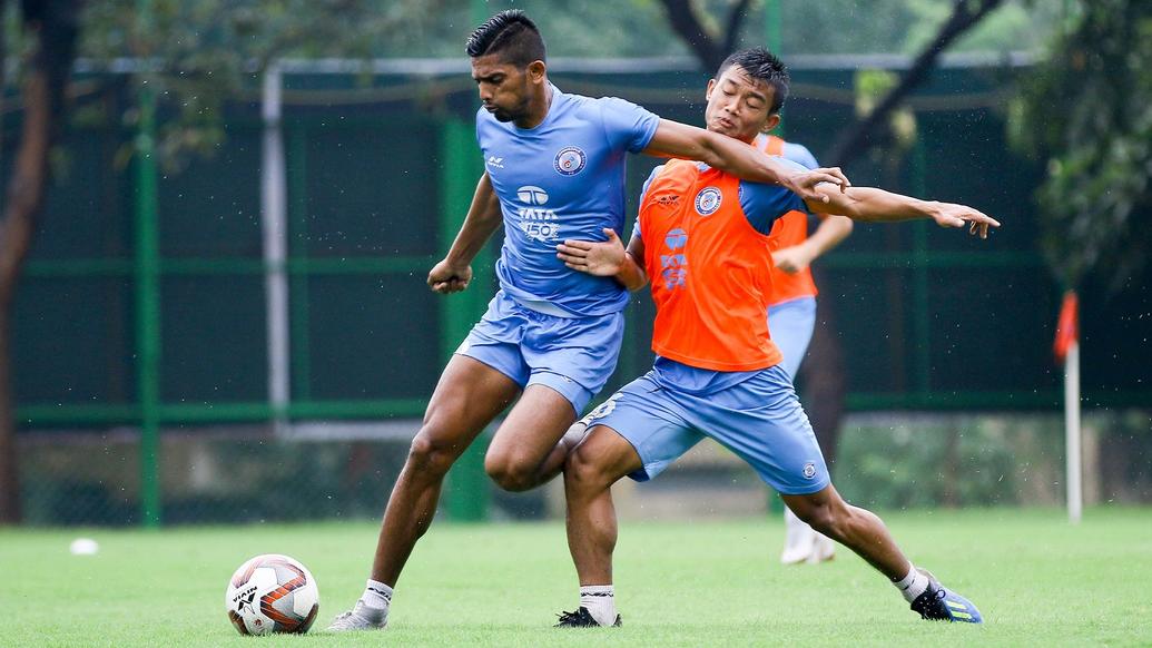 Jamshedpur FC squad take part in an intense training session