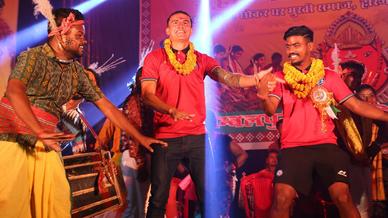 Tim Cahill, Gourav Mukhi and Mobashir Rahman in Agrico for a Karma Pooja Event