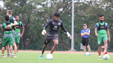 Jamshedpur FC practice ahead of their match with Minerva Punjab FC in the Hero Super Cup Jamshedpur FC practice ahead of their match with Minerva Punjab FC in the Hero Super Cup