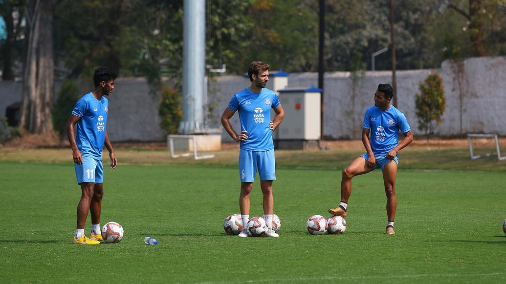 Jamshedpur FC squad go all out in an intense training session Jamshedpur FC squad go all out in an intense training session
