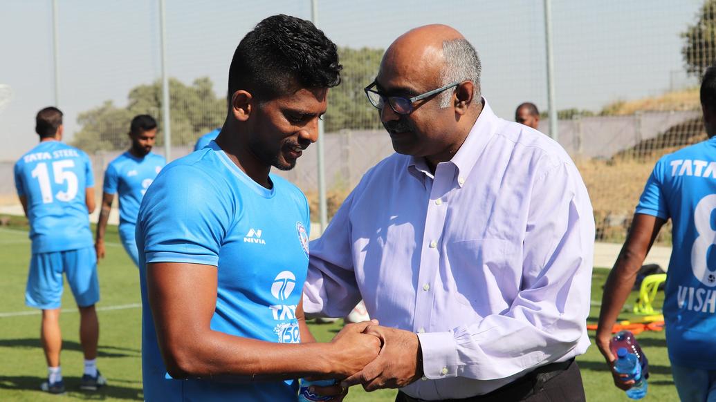 Jamshedpur FC chairman Mr. Sunil Bhaskaran visits the training camp in Madrid, Spain