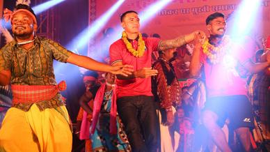 Tim Cahill, Gourav Mukhi and Mobashir Rahman in Agrico for a Karma Pooja Event