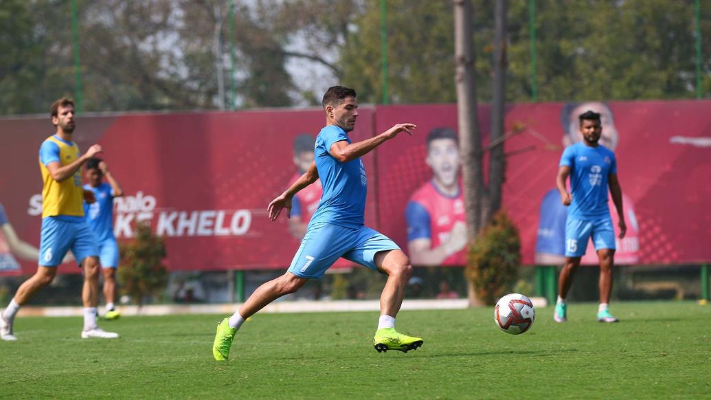 Jamshedpur FC squad go all out in an intense training session Jamshedpur FC squad go all out in an intense training session