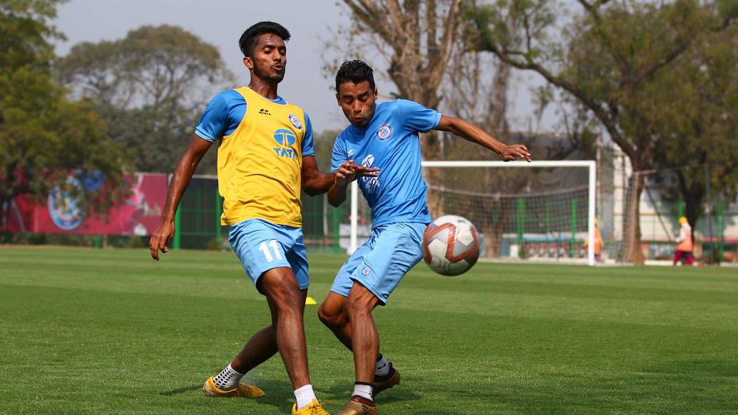 Jamshedpur FC squad go all out in an intense training session Jamshedpur FC squad go all out in an intense training session