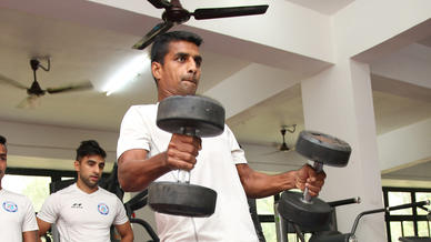 Jamshedpur FC players workout ahead of #JFCvFCG Jamshedpur FC players workout ahead of #JFCvFCG
