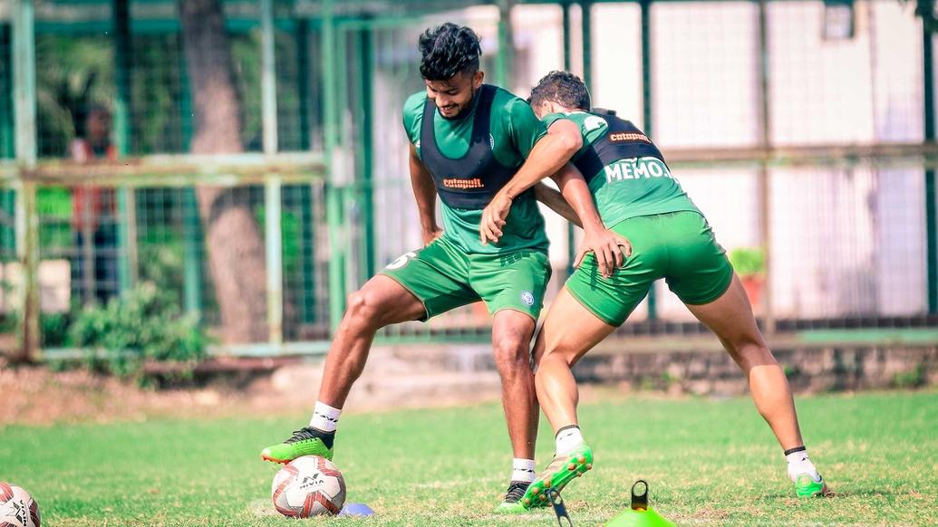 Jamshedpur FC players hustle it out in training Jamshedpur FC players hustle it out in training