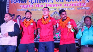 Tim Cahill, Gourav Mukhi and Mobashir Rahman in Agrico for a Karma Pooja Event