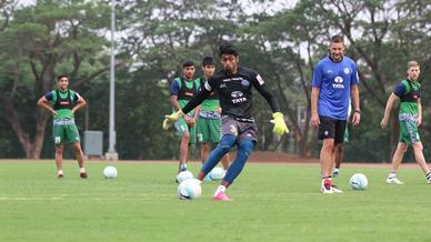 Jamshedpur FC practice ahead of their match with Minerva Punjab FC in the Hero Super Cup Jamshedpur FC practice ahead of their match with Minerva Punjab FC in the Hero Super Cup