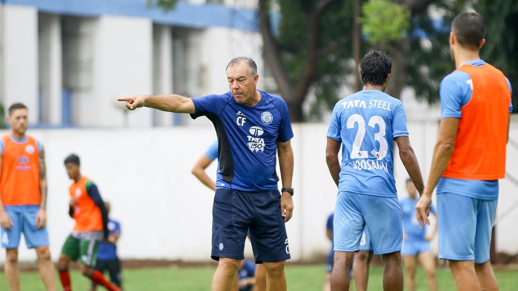Jamshedpur FC squad take part in an intense training session