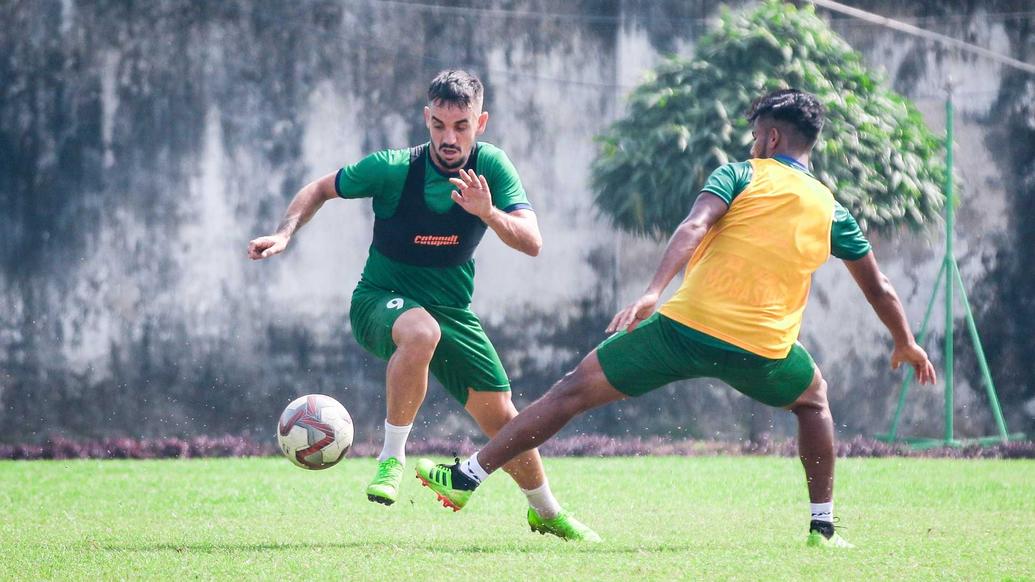 Jamshedpur FC players hustle it out in training Jamshedpur FC players hustle it out in training