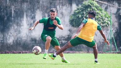Jamshedpur FC players hustle it out in training Jamshedpur FC players hustle it out in training