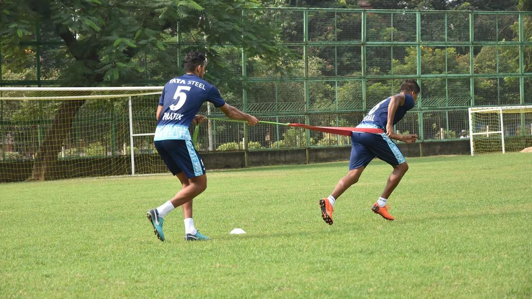 Jamshedpur FC players slog it out in the training session