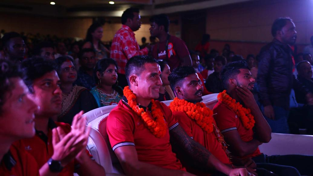 Tim Cahill, Gourav Mukhi and Mobashir Rahman in Agrico for a Karma Pooja Event