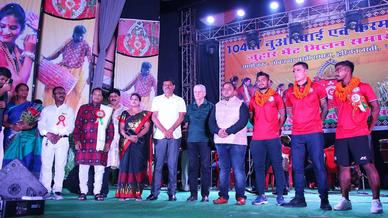 Tim Cahill, Gourav Mukhi and Mobashir Rahman in Agrico for a Karma Pooja Event