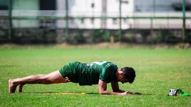 Jamshedpur FC players hustle it out in training Jamshedpur FC players hustle it out in training