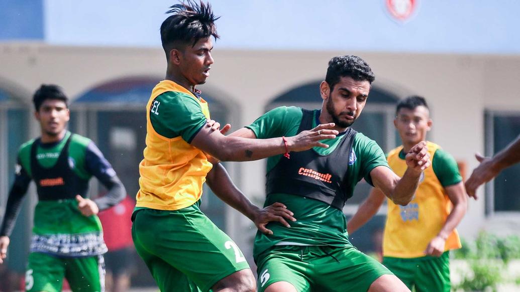 Jamshedpur FC players hustle it out in training Jamshedpur FC players hustle it out in training