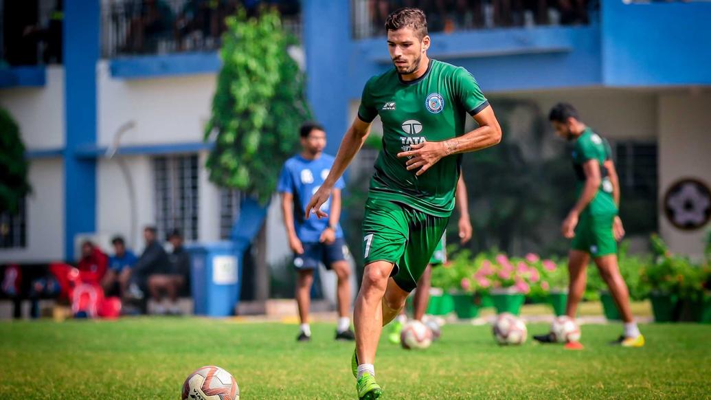 Jamshedpur FC players hustle it out in training Jamshedpur FC players hustle it out in training