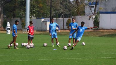 Jamshedpur FC squad go all out in an intense training session Jamshedpur FC squad go all out in an intense training session