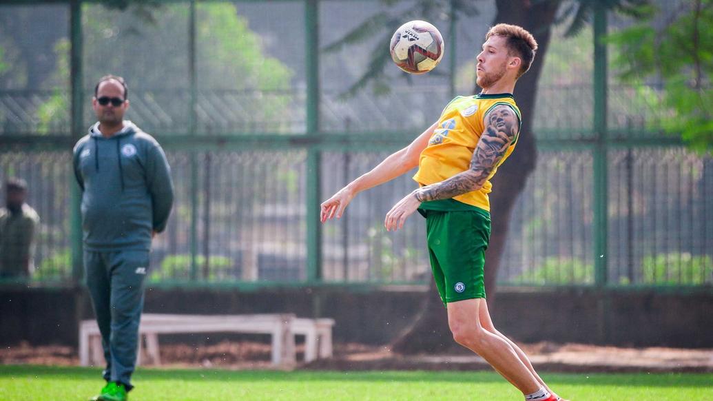 Jamshedpur FC players hustle it out in training Jamshedpur FC players hustle it out in training